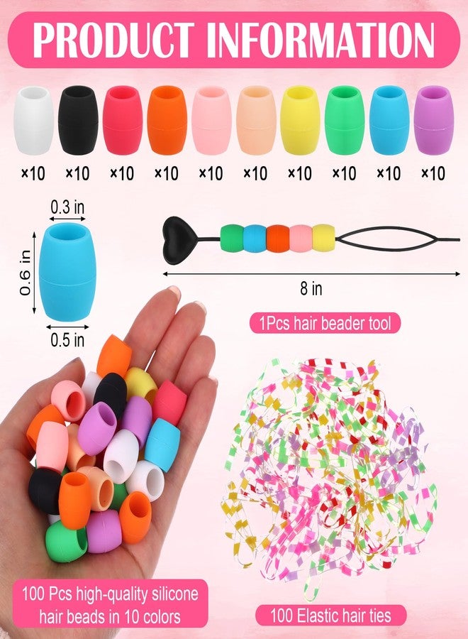 Youdaju 100 Pcs Large Silicone Hair Beads for Women Soft Colorful Pony Beads Bulk Large Hair Beads for Women Mixed Beads Hair Accessories for Braids Loc Dreadlock Accessories Jewelry Making Kit - Image 2